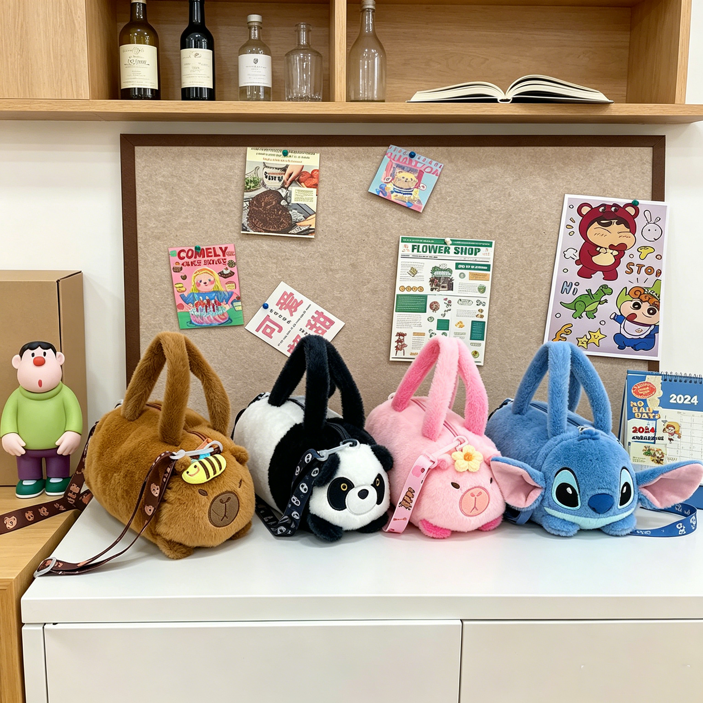 KPB01 Gessy Plush Crossbody Bag Cute Cartoon Stuffed Animal Handbag