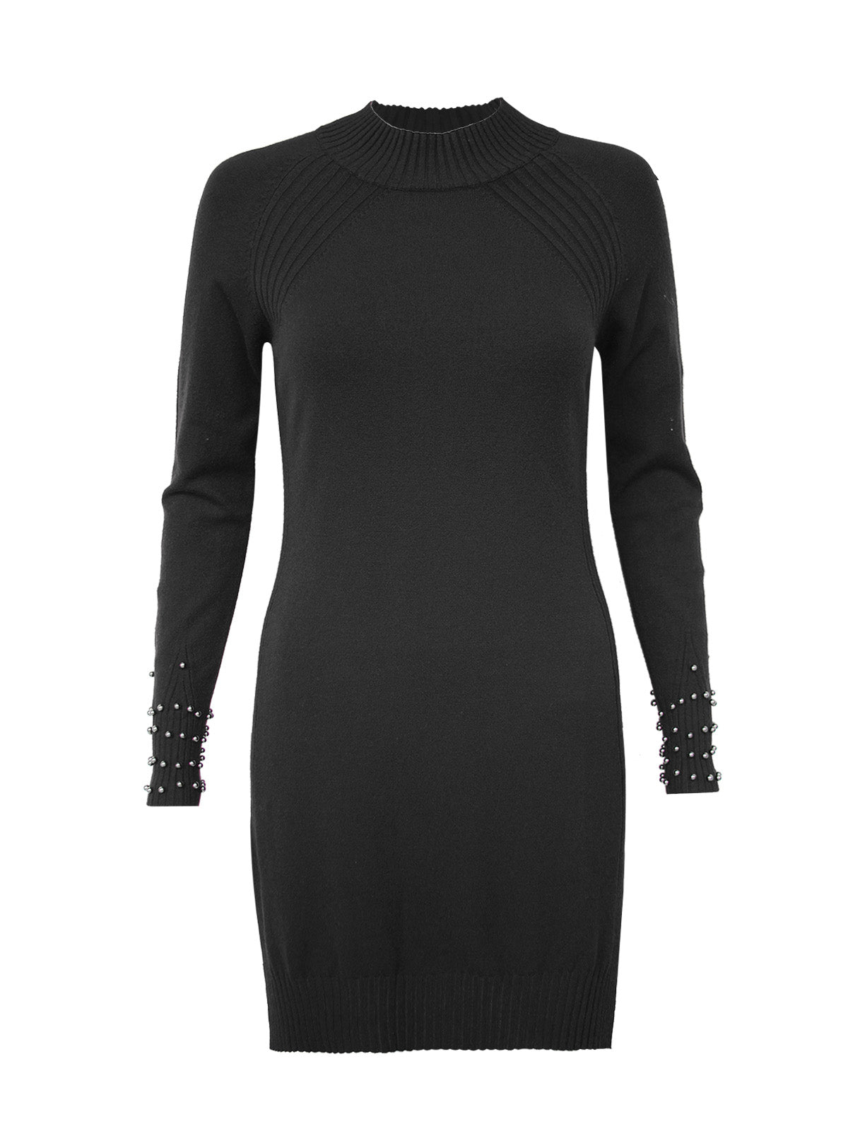 Anna Smith Turtle neck beaded cuffs side split bodycon dress Gessy UK Anna Smith Turtle neck beaded cuffs side split bodycon dress Gessy UK