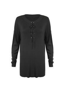 Anna Smith lace up front long sleeves oversized baggy knitted jumper