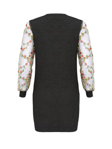 Anna Smith Ladies embroidered mesh sleeves round neck knitted bodycon dress
