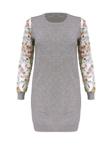 Anna Smith Ladies embroidered mesh sleeves round neck knitted dress