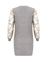 Load image into Gallery viewer, Anna Smith Ladies embroidered mesh sleeves round neck knitted dress