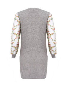 Anna Smith Ladies embroidered mesh sleeves round neck knitted dress