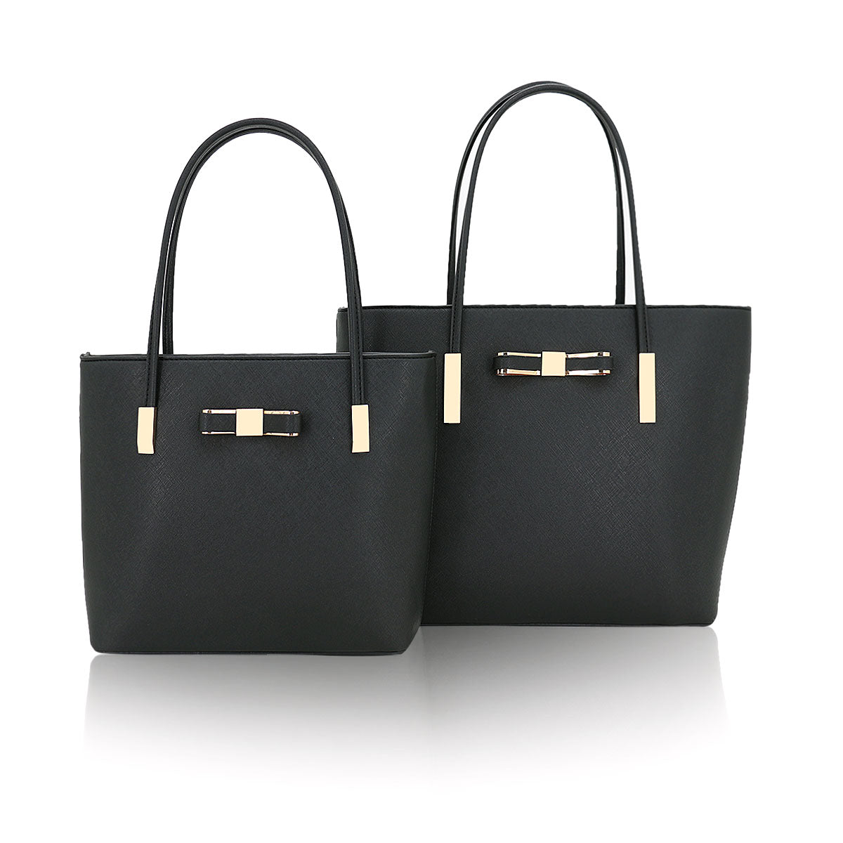 F16126 GESSY BOW DETAIL SHOULDER BAG SET IN BLACK