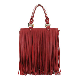L1210 LYDC FRINGE DETAILED GRAB AND GO BAG IN WINE RED