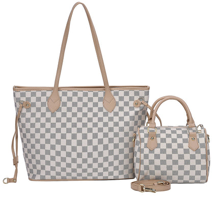 L8650-7  GESSY 2PCS SET  BAG  IN CHECK PRINT