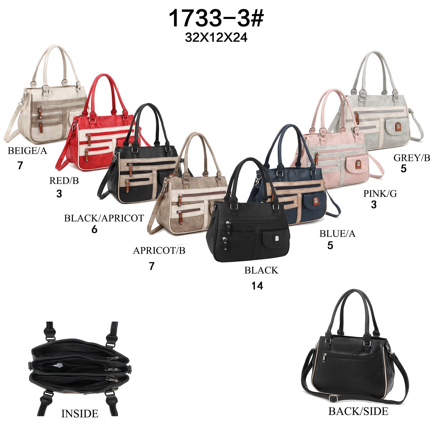 1733-3 GESSY BAG IN BLACK/APRICOT