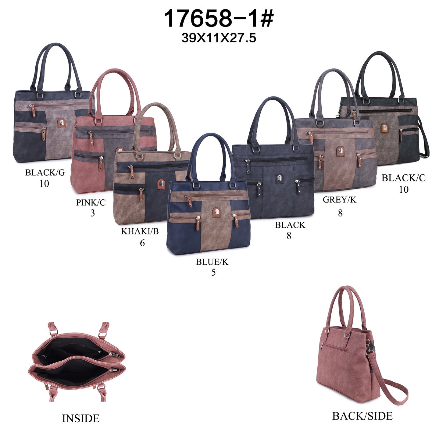 17658-1 GESSY HANDBAG IN BLACK/G