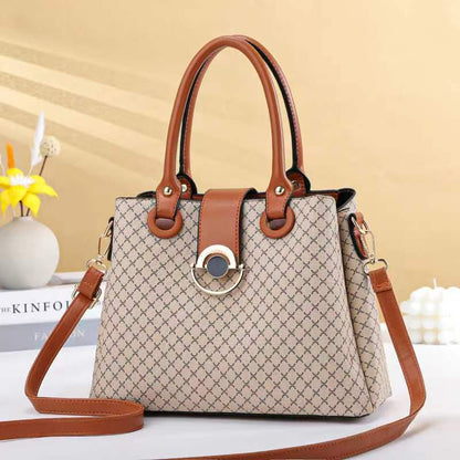 2301 BEIGE GESSY HANDBAG WITH TAN HANDLE