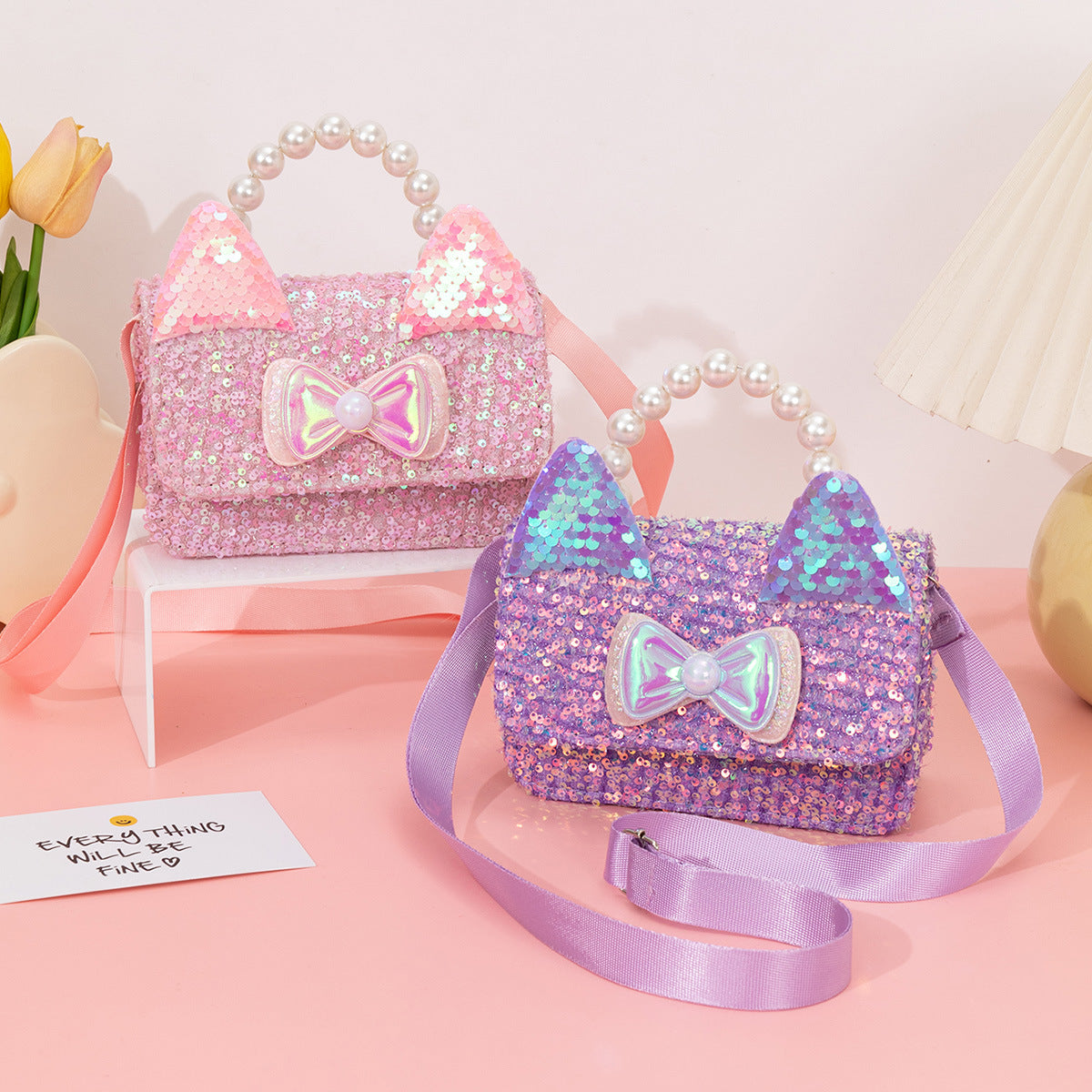 3063 Gessy Glitter Pearl Princess Handbag