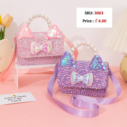 3063 Gessy Glitter Pearl Princess Handbag