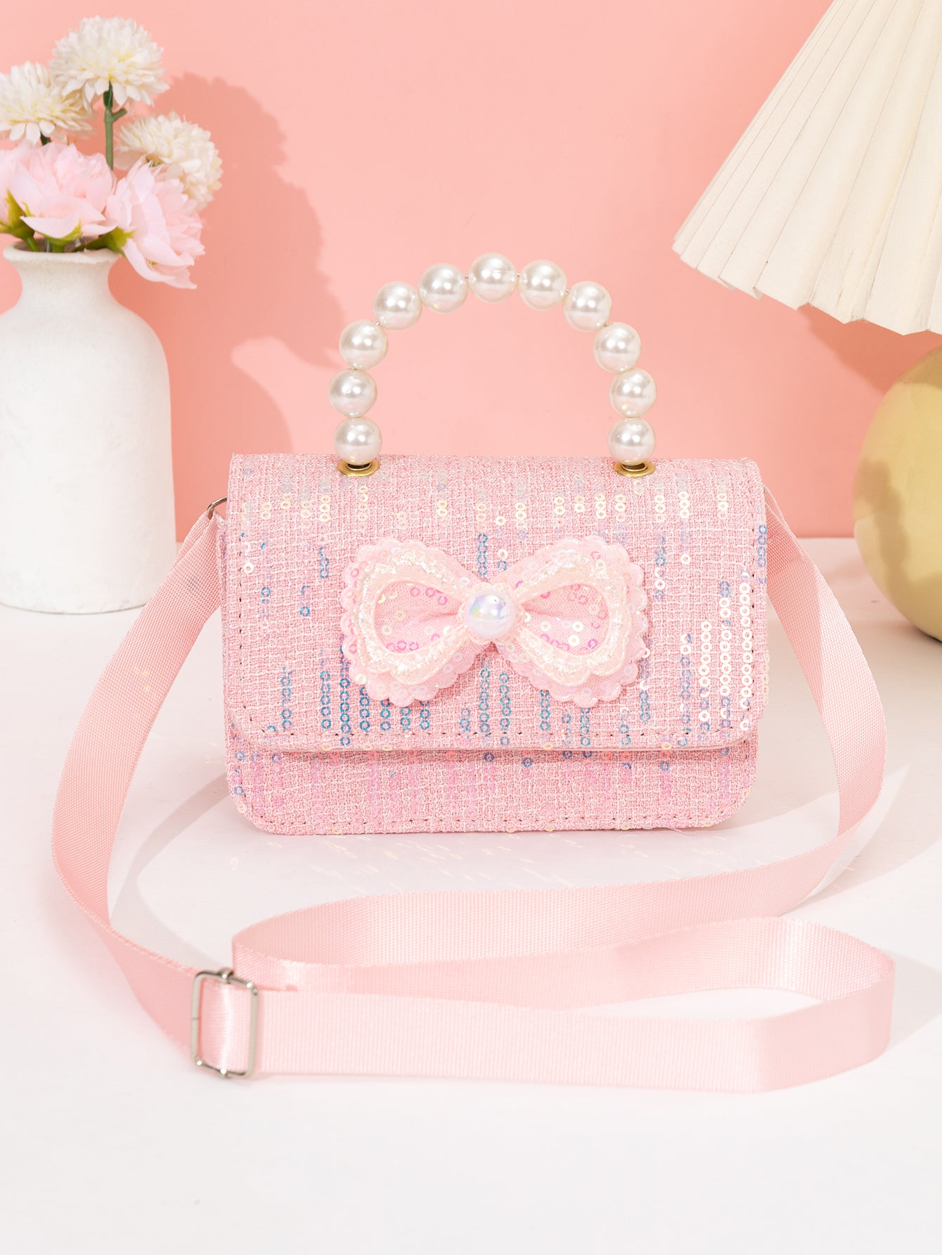 3057 Gessy Glitter Bow Bead Bag