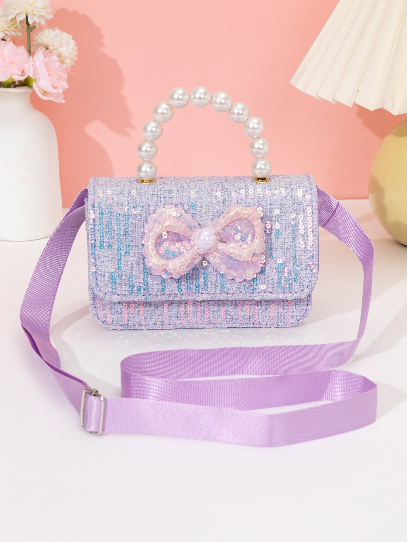 3057 Gessy Glitter Bow Bead Bag
