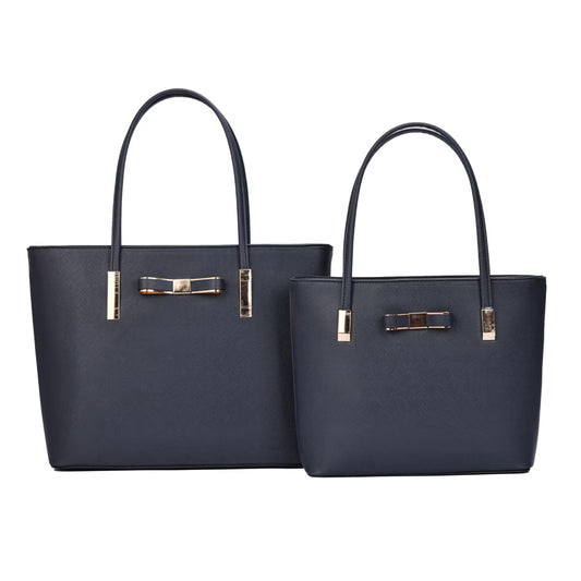 F16126 GESSY BOW DETAIL SHOULDER BAG SET IN NAVY