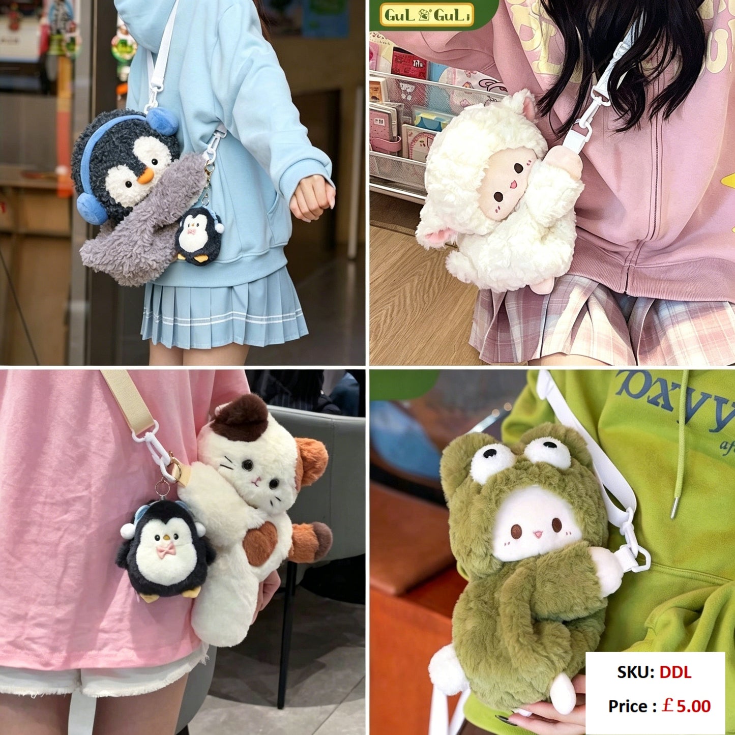 DDL Gessy Kawaii Penguin Sheep Plush Crossbody Backpack