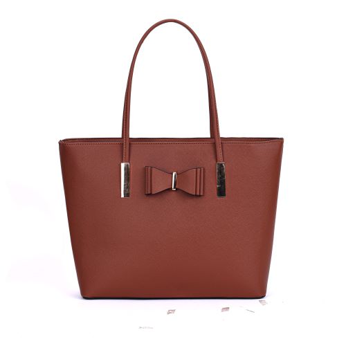 G1143 GESSY BOW DETAIL TOTE BAG IN BROWN