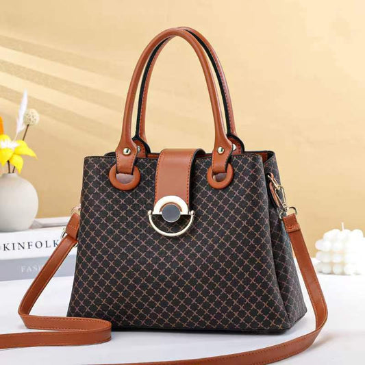 2301 COFFEE GESSY HANDBAG BROWN WITH TAN HANDLE