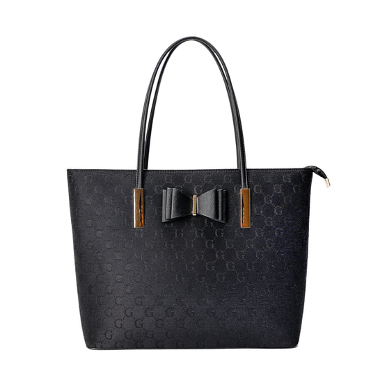 1143GG GESSY BOW DETAIL TOTE BAG IN BLACK