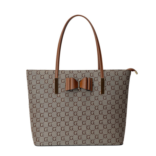 1143GG GESSY BOW DETAIL TOTE BAG IN BROWN