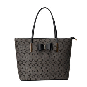 1143GG GESSY BOW DETAIL TOTE BAG IN COFFEE