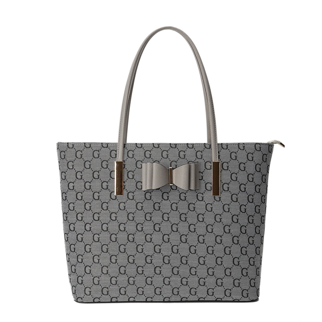 1143GG GESSY BOW DETAIL TOTE BAG IN GREY