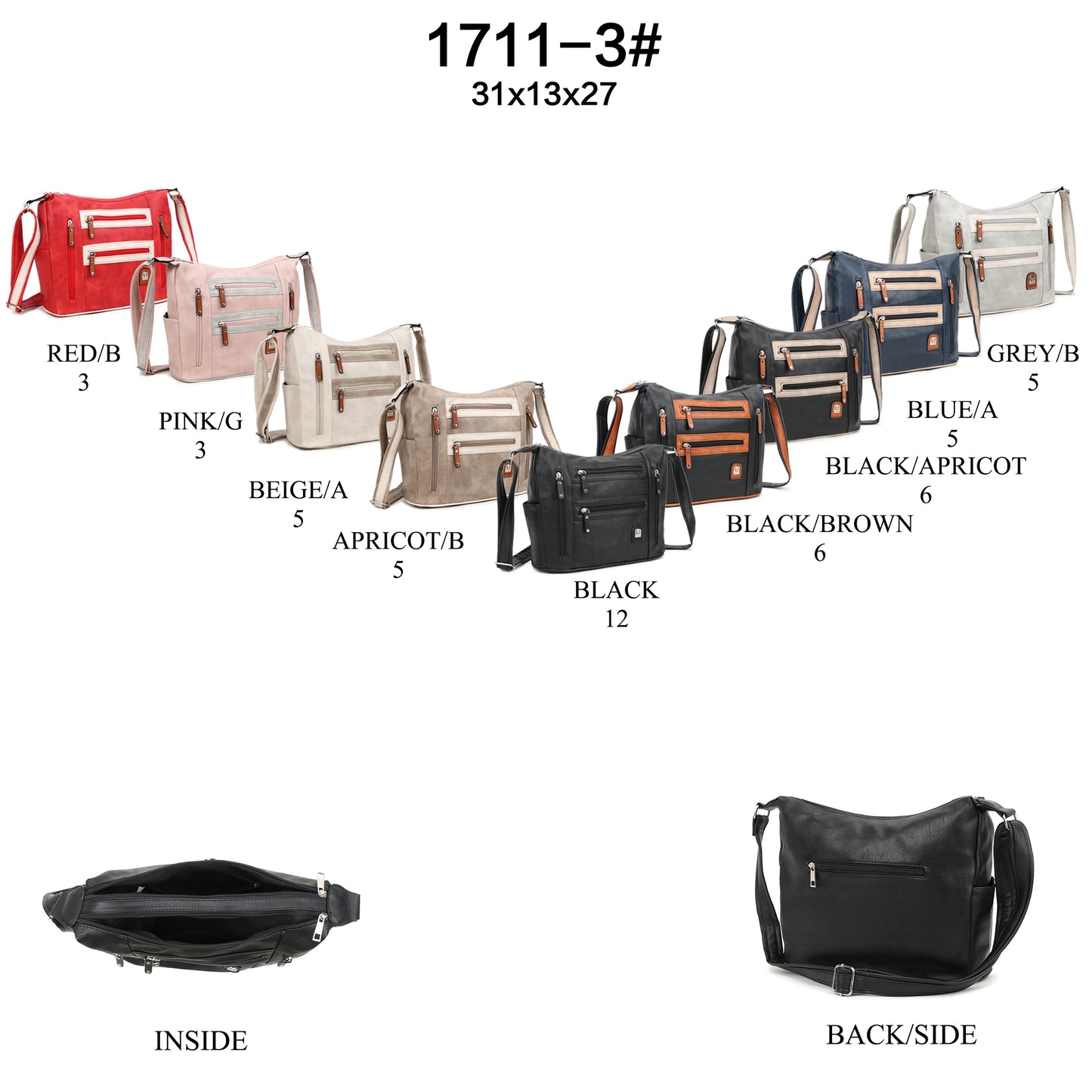 1711-3 GESSY BAG IN BLACK/APRICOT