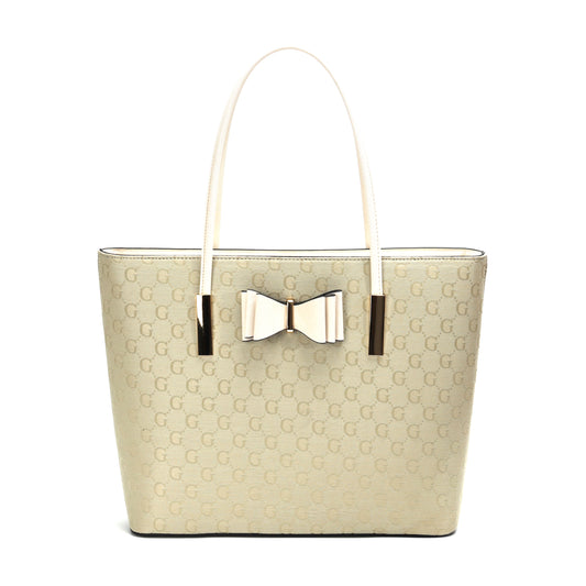 1143GG GESSY BOW DETAIL TOTE BAG IN CREAM