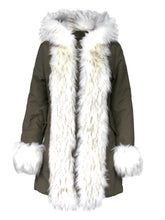 Load image into Gallery viewer, Anna Smith Winter faux fur hooded long parka with dis-attachable fur cuff