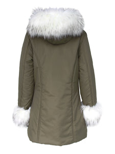 Anna Smith Winter faux fur hooded long parka with dis-attachable fur cuff