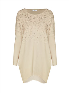Anna Smith CAC1006 in beige beaded baggy jumper