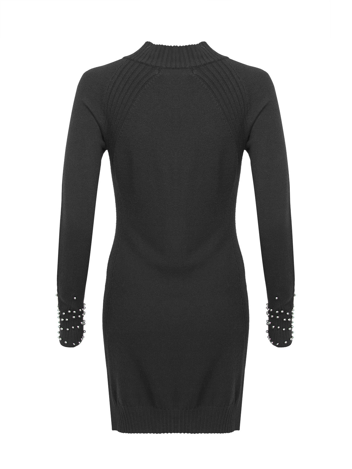 Anna Smith Turtle neck beaded cuffs side split bodycon dress
