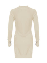 Load image into Gallery viewer, Anna Smith Turtle neck beaded cuffs side split long sleeves bodycon dress