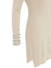 Load image into Gallery viewer, Anna Smith Turtle neck beaded cuffs side split long sleeves bodycon dress