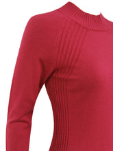 Load image into Gallery viewer, Anna Smith Turtle neck beaded cuffs side split fitted knit dress