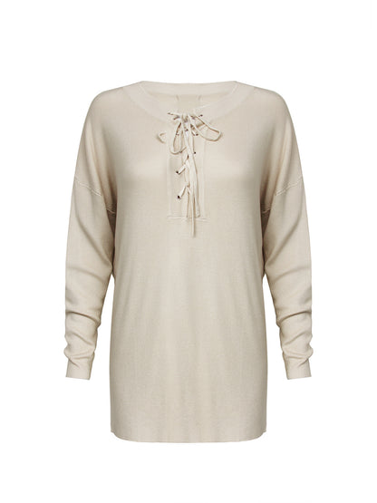 Anna Smith lace up front long sleeves oversized knitted jumper