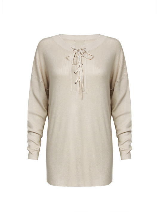 Anna Smith lace up front long sleeves oversized knitted jumper