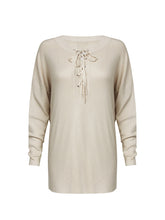 Load image into Gallery viewer, Anna Smith lace up front long sleeves oversized knitted jumper