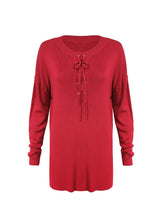 Load image into Gallery viewer, Anna Smith lace up front Batwing sleeves baggy Jumper