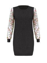 Load image into Gallery viewer, Anna Smith Ladies embroidered mesh sleeves round neck knitted bodycon dress
