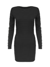 Load image into Gallery viewer, Anna Smith Crochet lace trim sleeves fine knit bodycon dress