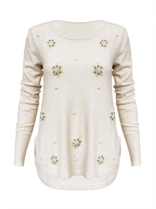 Anna Smith embellished pearl lightweight long sleeves Jumper