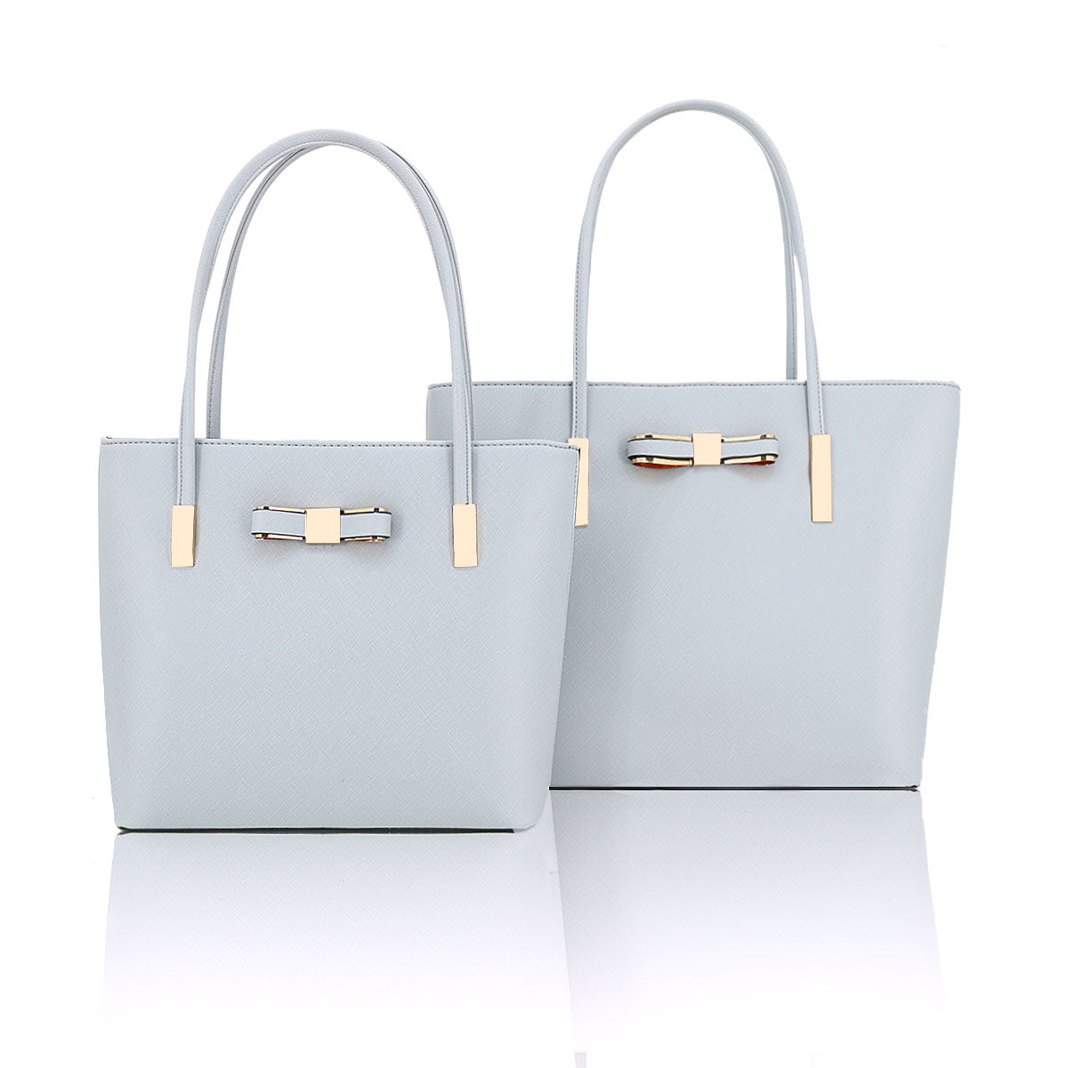 F16126 GESSY BOW DETAIL SHOULDER BAG SET IN LIGHT GREY