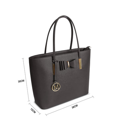 G1143 GESSY BOW DETAIL TOTE BAG IN DARK GREY