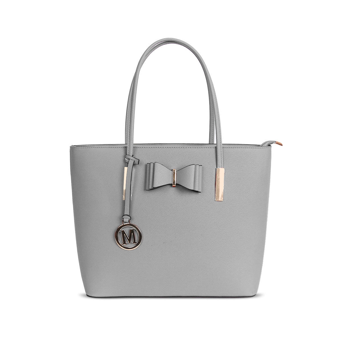 G1143 GESSY BOW DETAIL TOTE BAG IN LIGHT GREY