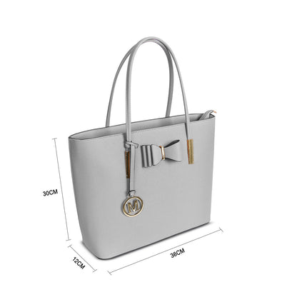 G1143 GESSY BOW DETAIL TOTE BAG IN LIGHT GREY