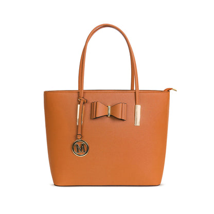 G1143 GESSY BOW DETAIL TOTE BAG IN BROWN