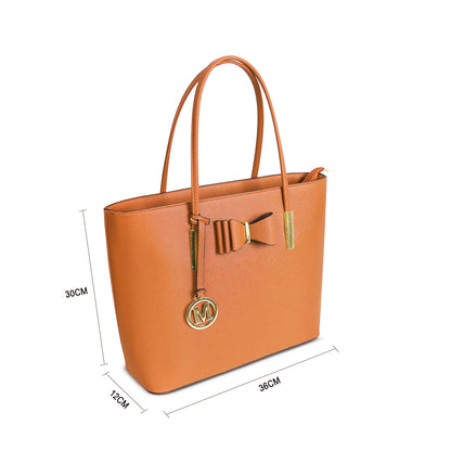 G1143 GESSY BOW DETAIL TOTE BAG IN BROWN