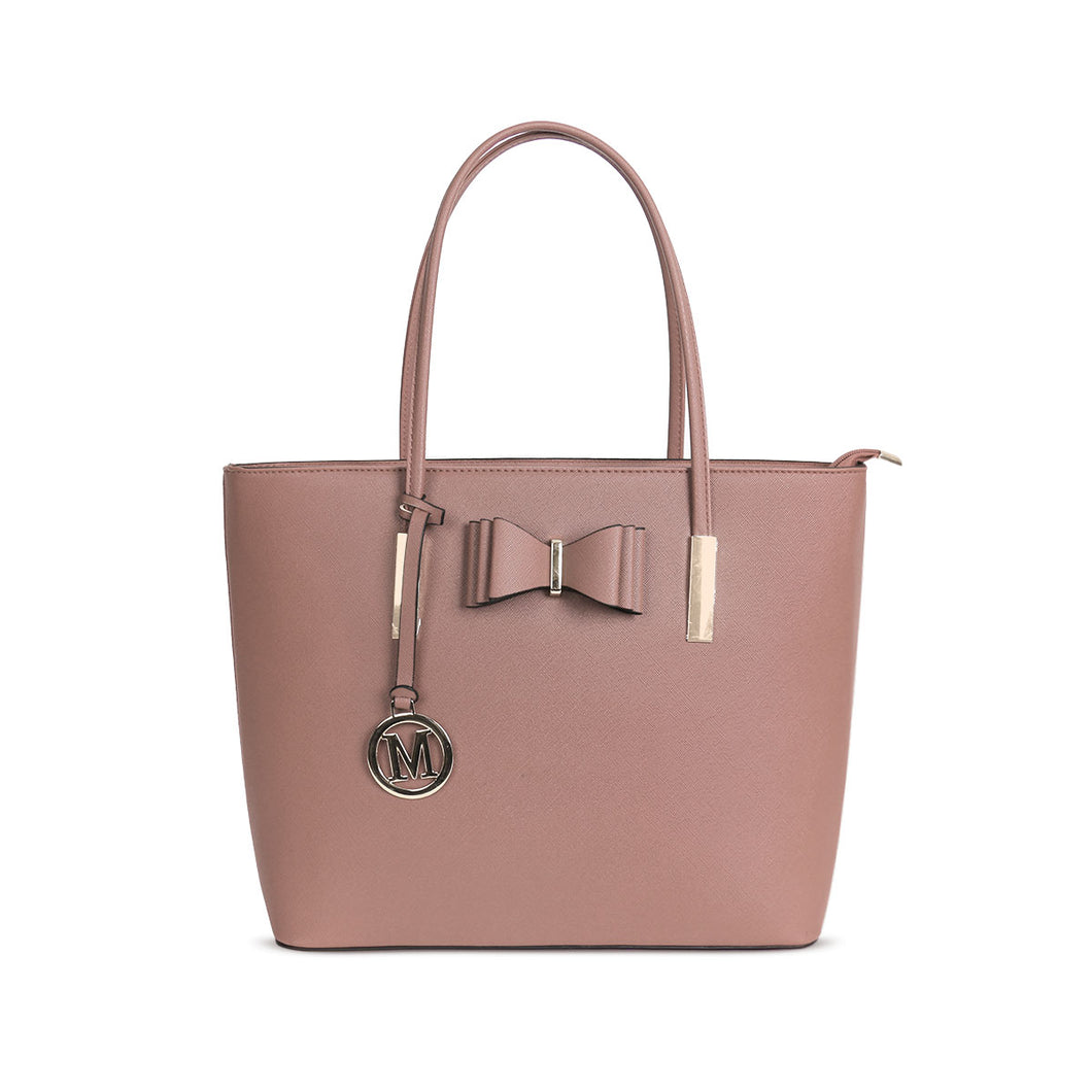 G1143 GESSY BOW DETAIL TOTE BAG IN DARK PINK