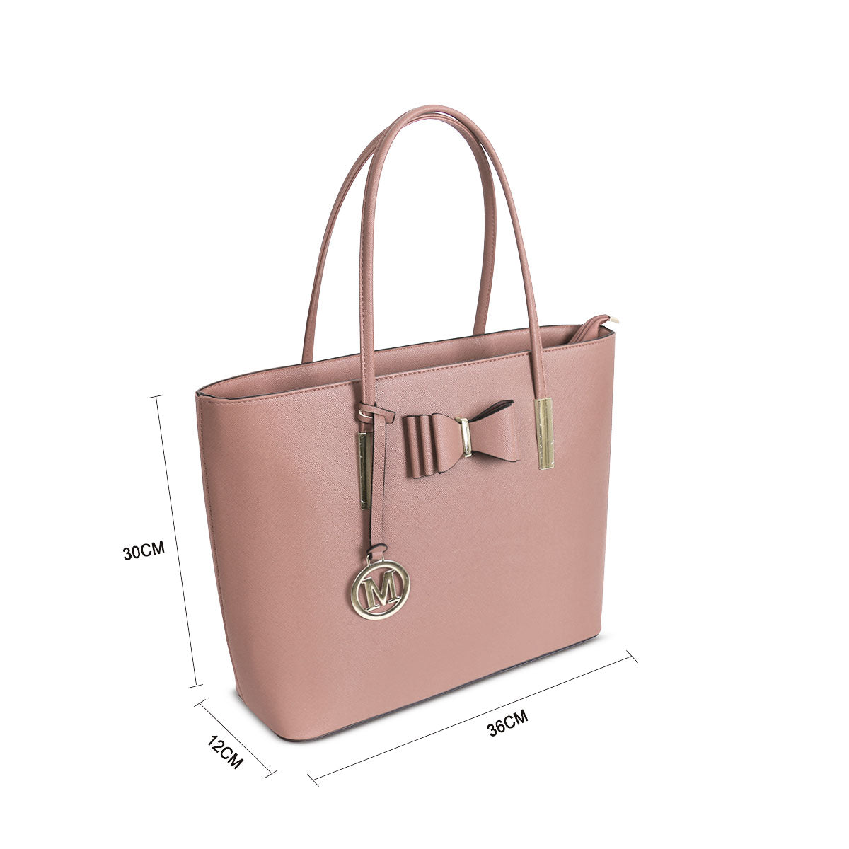 G1143 GESSY BOW DETAIL TOTE BAG IN DARK PINK