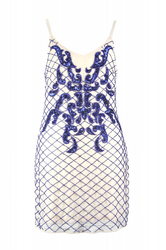 ANNA SMITH hand beaded slip dress in nude